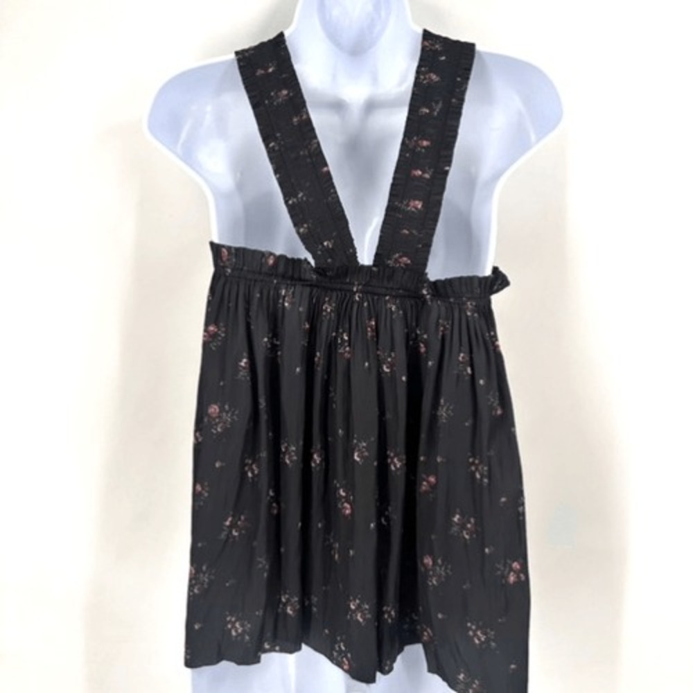 Ulla Johnson Margot Blouse Womens 2 Black Floral Smocked Halter Boho Cottagecore - Picture 11 of 12